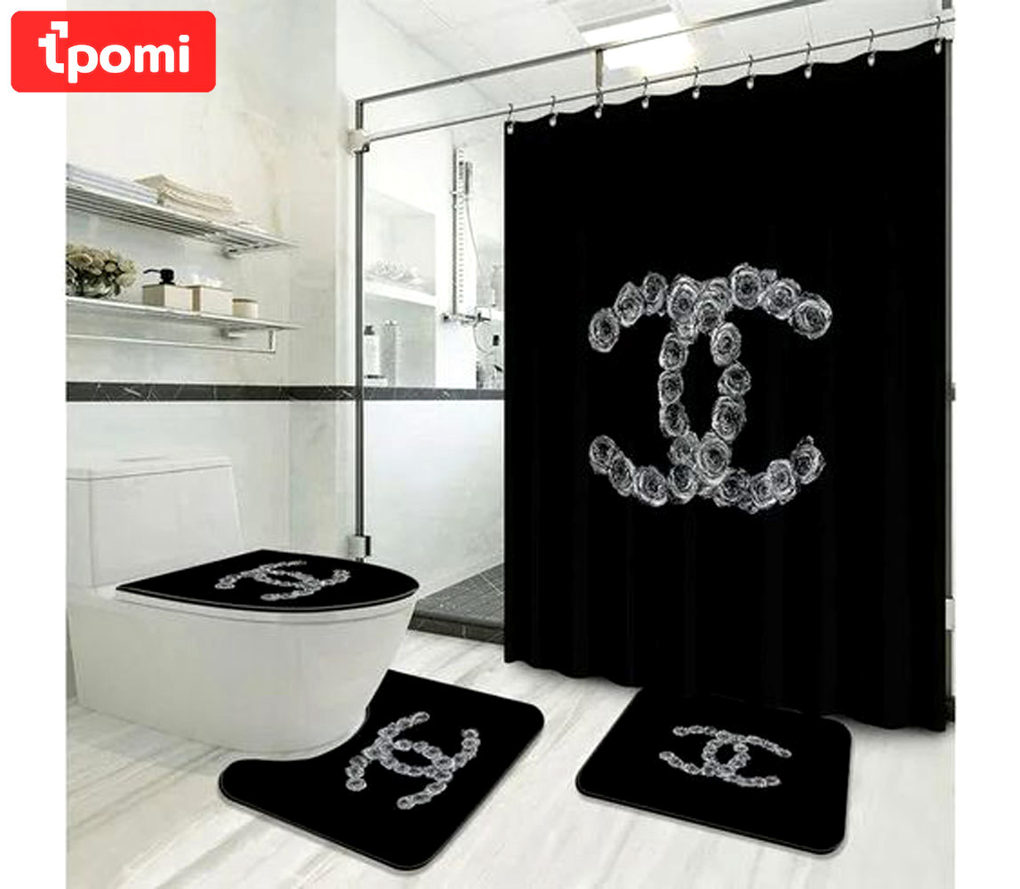 Chanel flower hypebeast bathroom sets bath mat luxury fashion brand home decor Bathroom Set