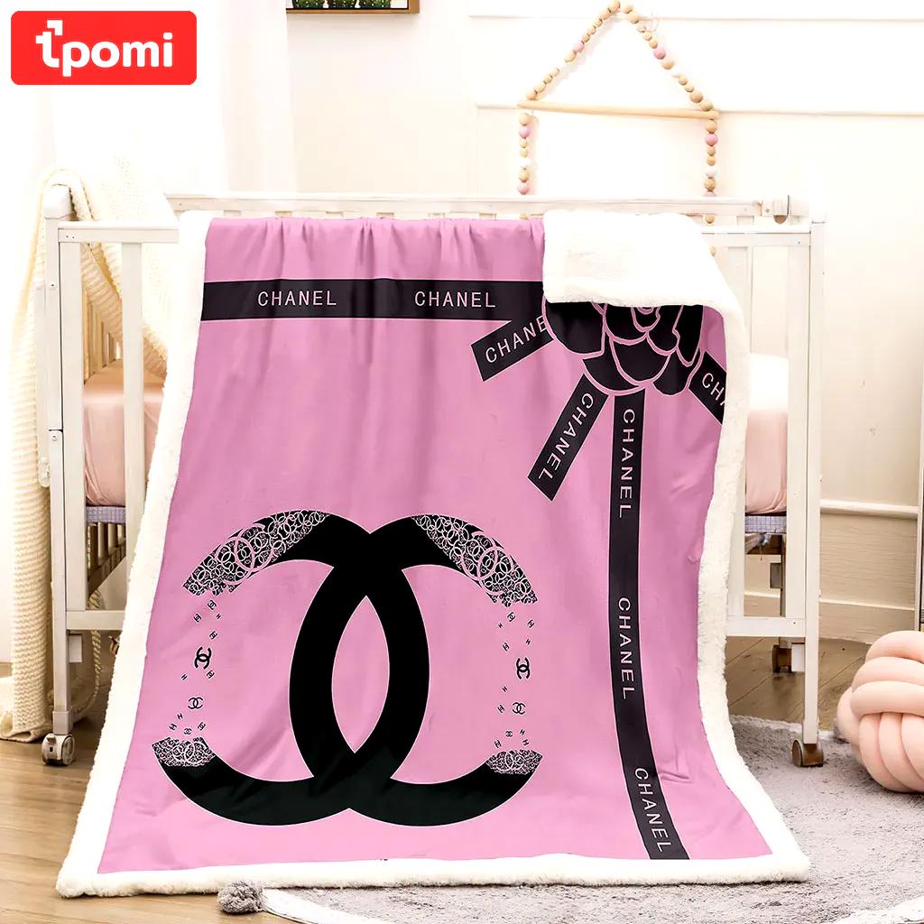 Chanel flowers pinky luxury brand premium blanket fleece home decor 8 Blanket Fleece