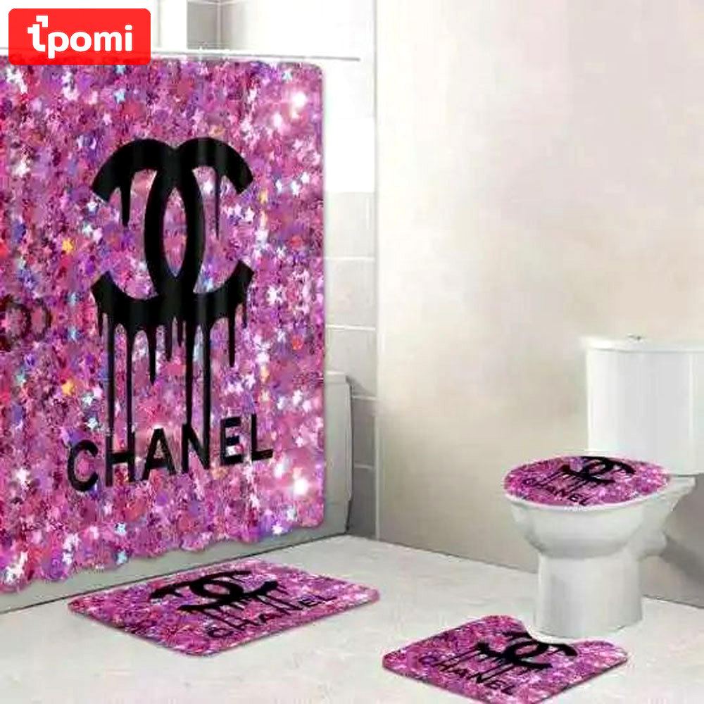 Chanel glitter hypebeast bathroom sets home decor bath mat luxury fashion brand Bathroom Set