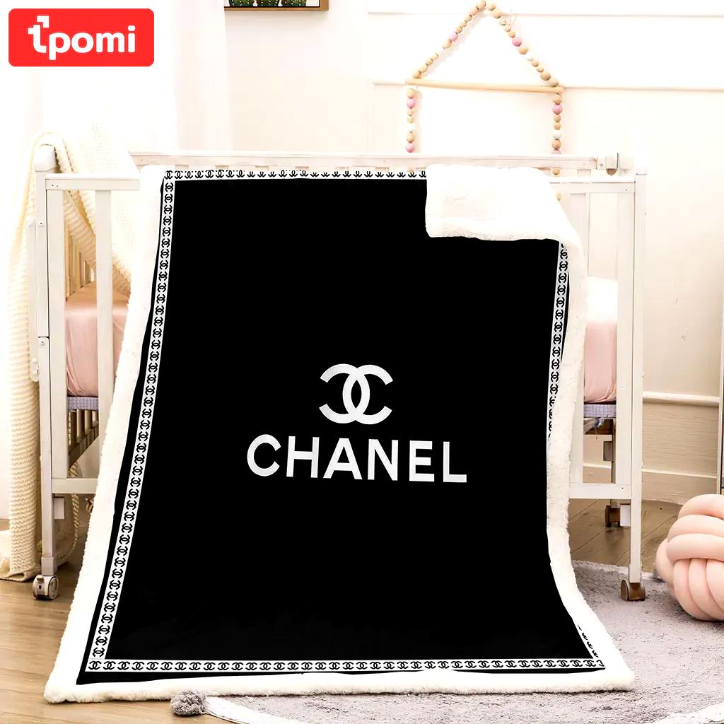 Chanel logo black luxury brand premium blanket fleece home decor 39 Blanket Fleece