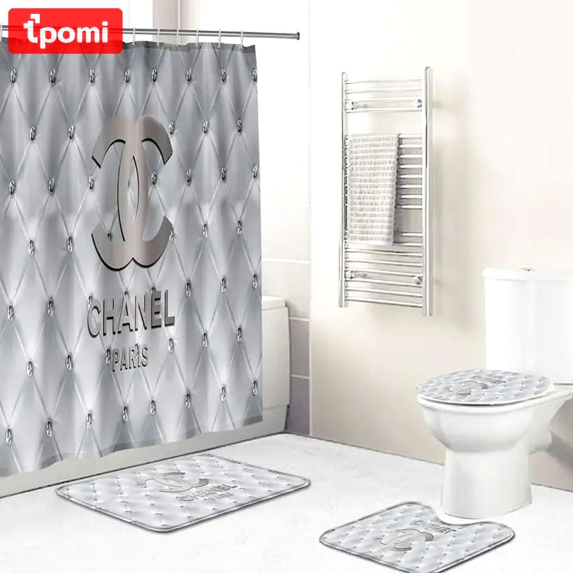 Chanel logo type 1745 Bathroom Accessory Sets Hypebeast Bathroom Toilet Cover Bathroom Sets Pedestal Rug Home Decor Bath Mat Set Waterproof Shower Curtain Luxury Fashion Brand