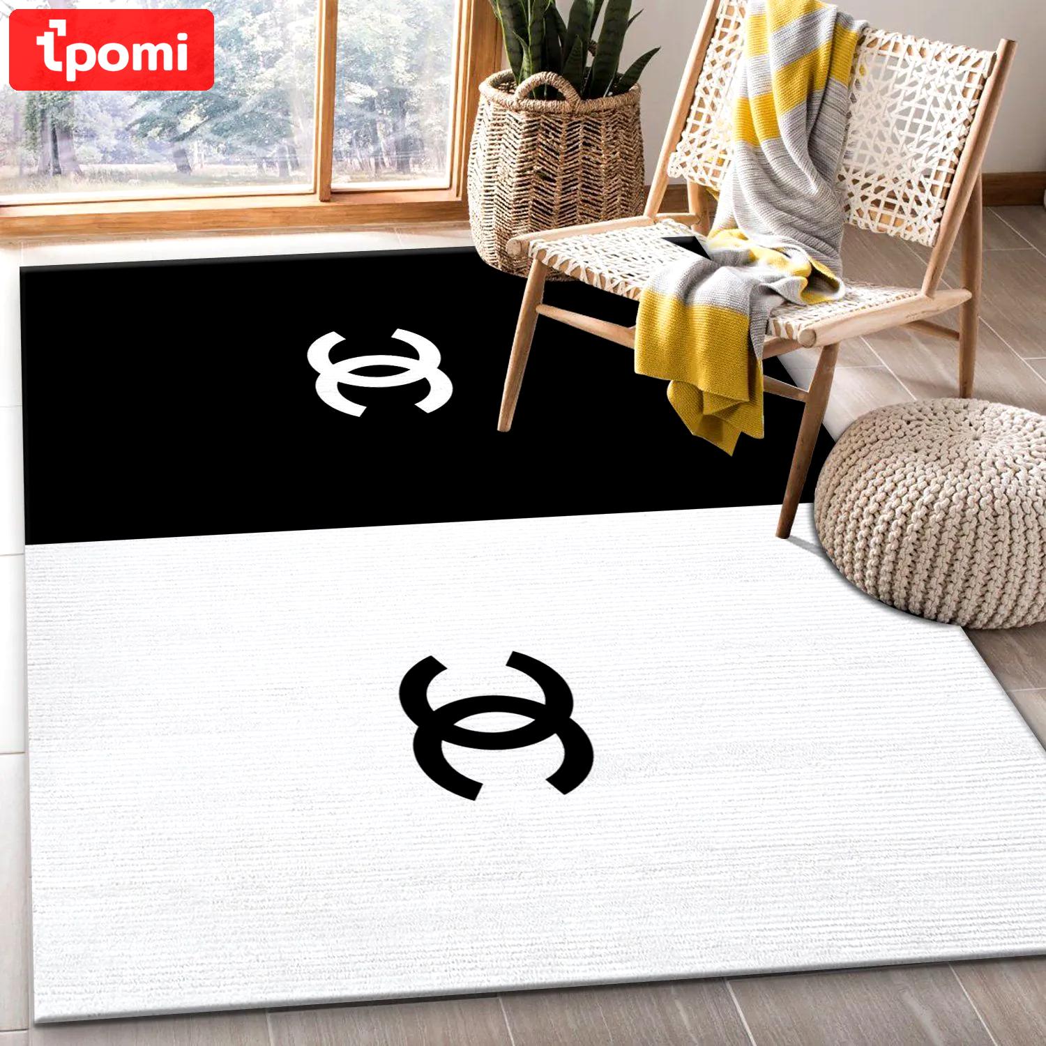Chanel logo type 199. Upgrade Your Living Room with Luxury Home Decor: Area Carpets, Floor Decor, Door Mats, and Hot Gift Items with style a High-End Fashion Brand Rectangle Rug
