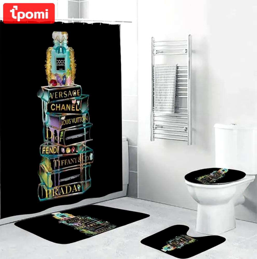 Chanel perfume bathroom sets home decor luxury fashion brand bath mat hypebeast Bathroom Set