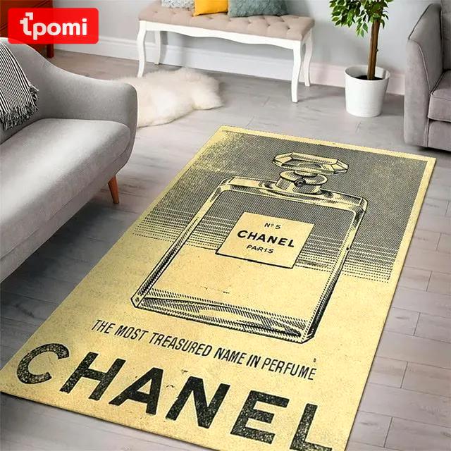Chanel perfume logo type 528. Upgrade Your Living Room with Luxury Home Decor: Area Carpets, Floor Decor, Door Mats, and Hot Gift Items with style a High-End Fashion Brand Rectangle Rug