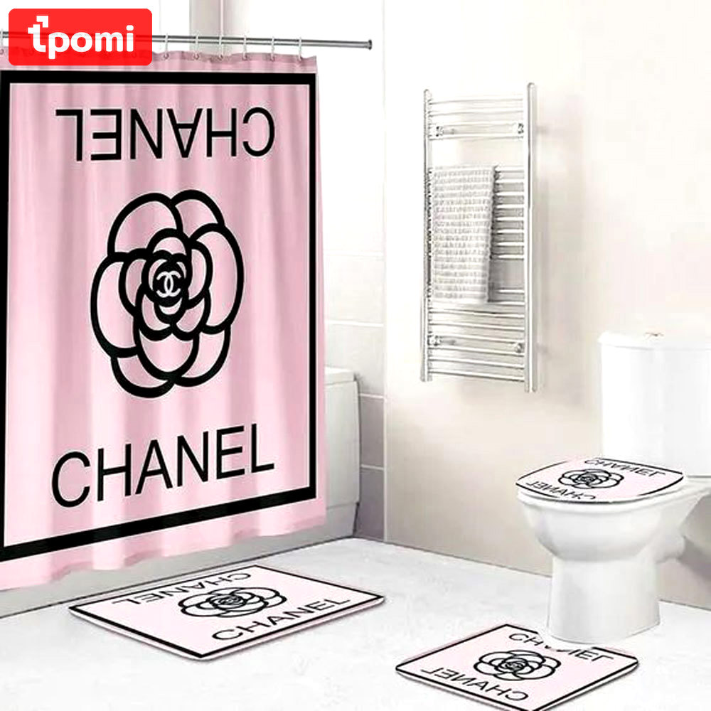 Chanel pink bathroom set home decor bath mat hypebeast luxury fashion brand Bathroom Set