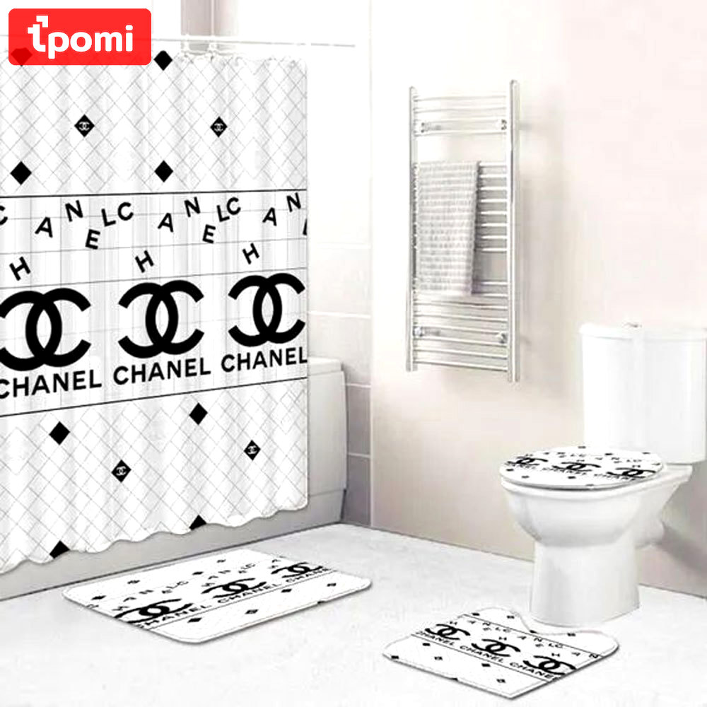 Chanel white bathroom sets bath mat home decor luxury fashion brand hypebeast Bathroom Set