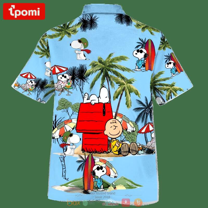 Charlie brown and snoopy beach blue hawaiian shirt Hawaii Shirt Shorts & Flip Flops