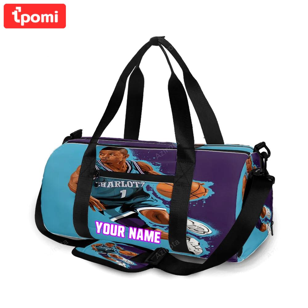 Charlotte hornets larry johnson4 personalized name travel bag gym bag 399 Travel Bag