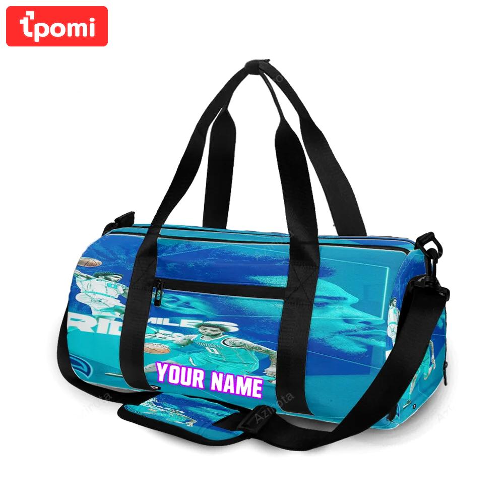 Charlotte hornets miles bridges4 personalized name travel bag gym bag 311 Travel Bag