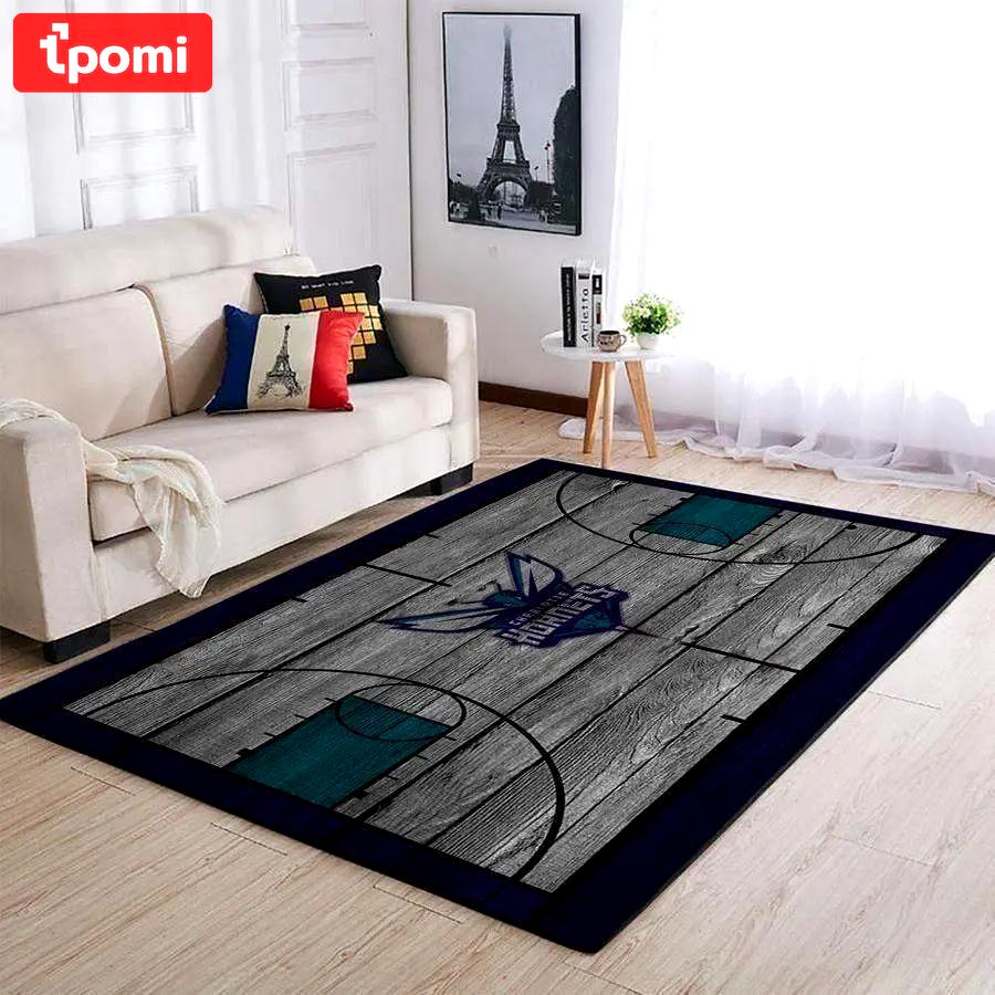 Charlotte hornets nba wooden style living room carpet rug regtangle carpet Rectangle Rug