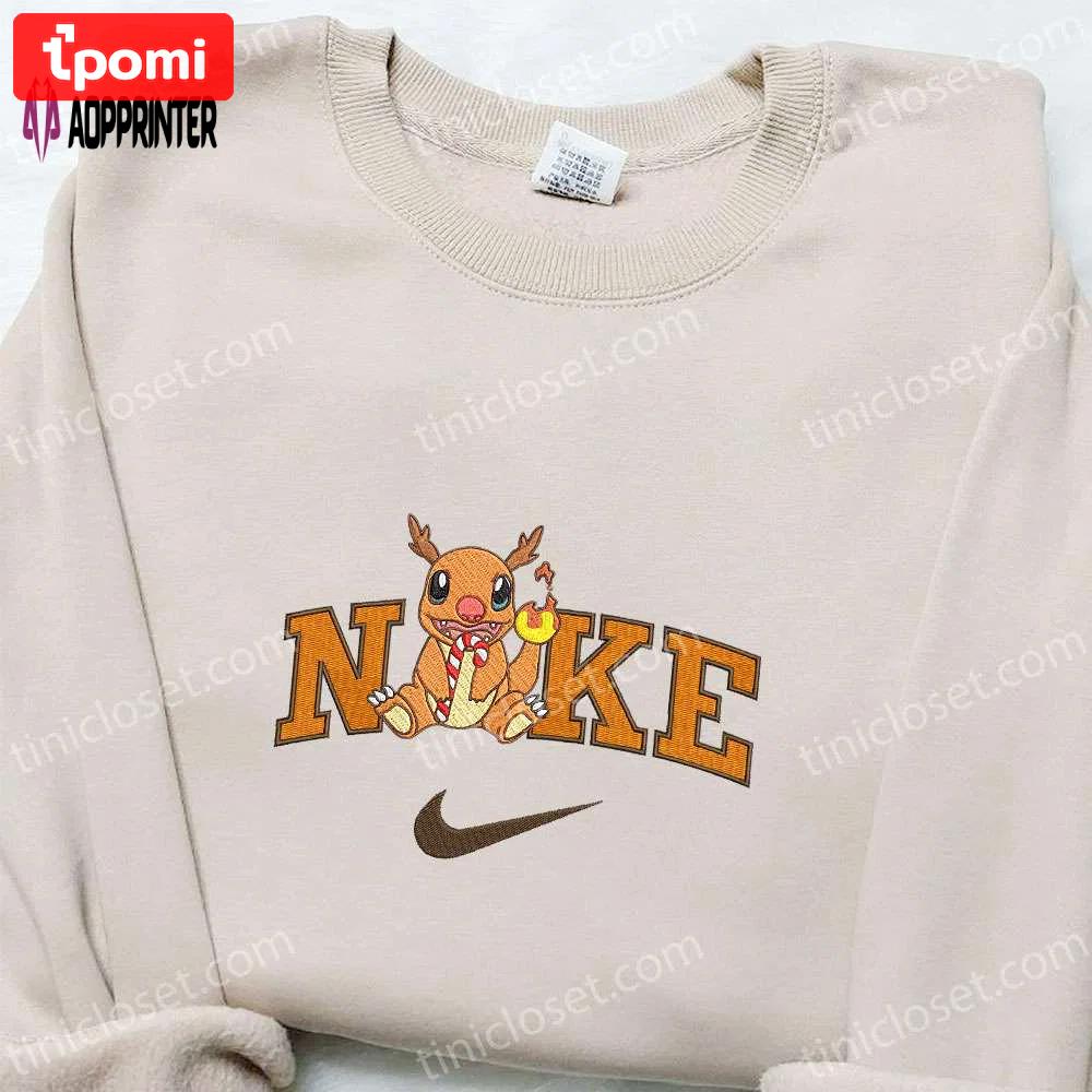 Charmander xmas x nike embroidered sweatshirt: cartoon shirt best christmas gift ideas Embroidered Shirt