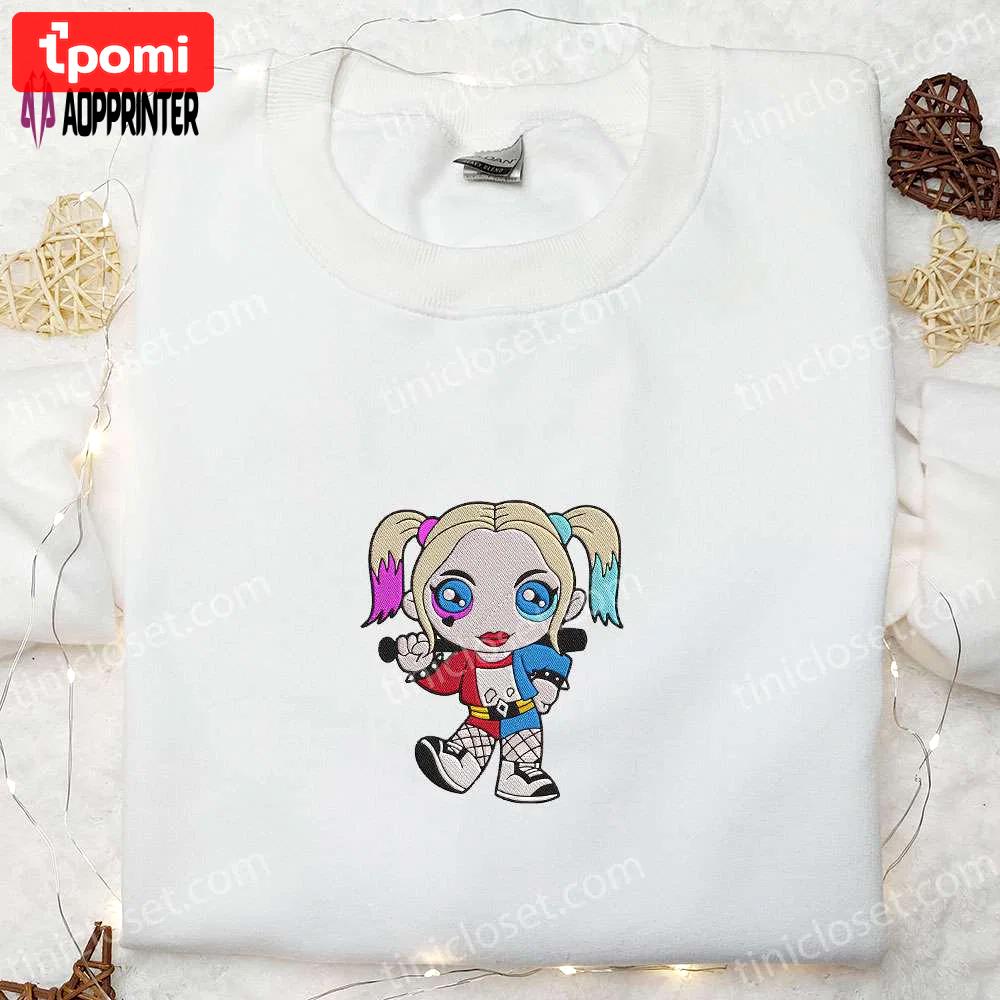 Chibi harley quinn embroidered sweatshirt: movie hoodie best halloween gifts Embroidered Shirt