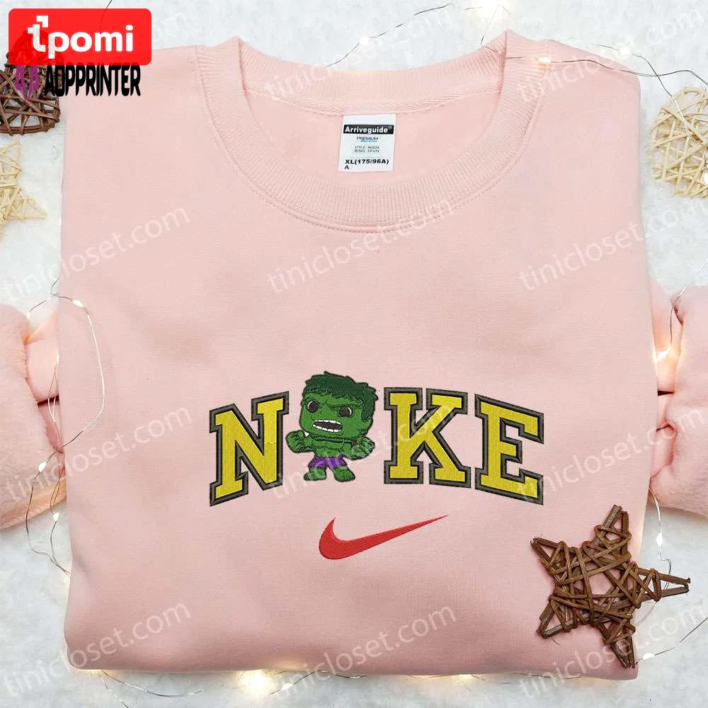 Chibi hulk x nike movie embroidered shirt – marvel universe & nike inspired design Embroidered Shirt