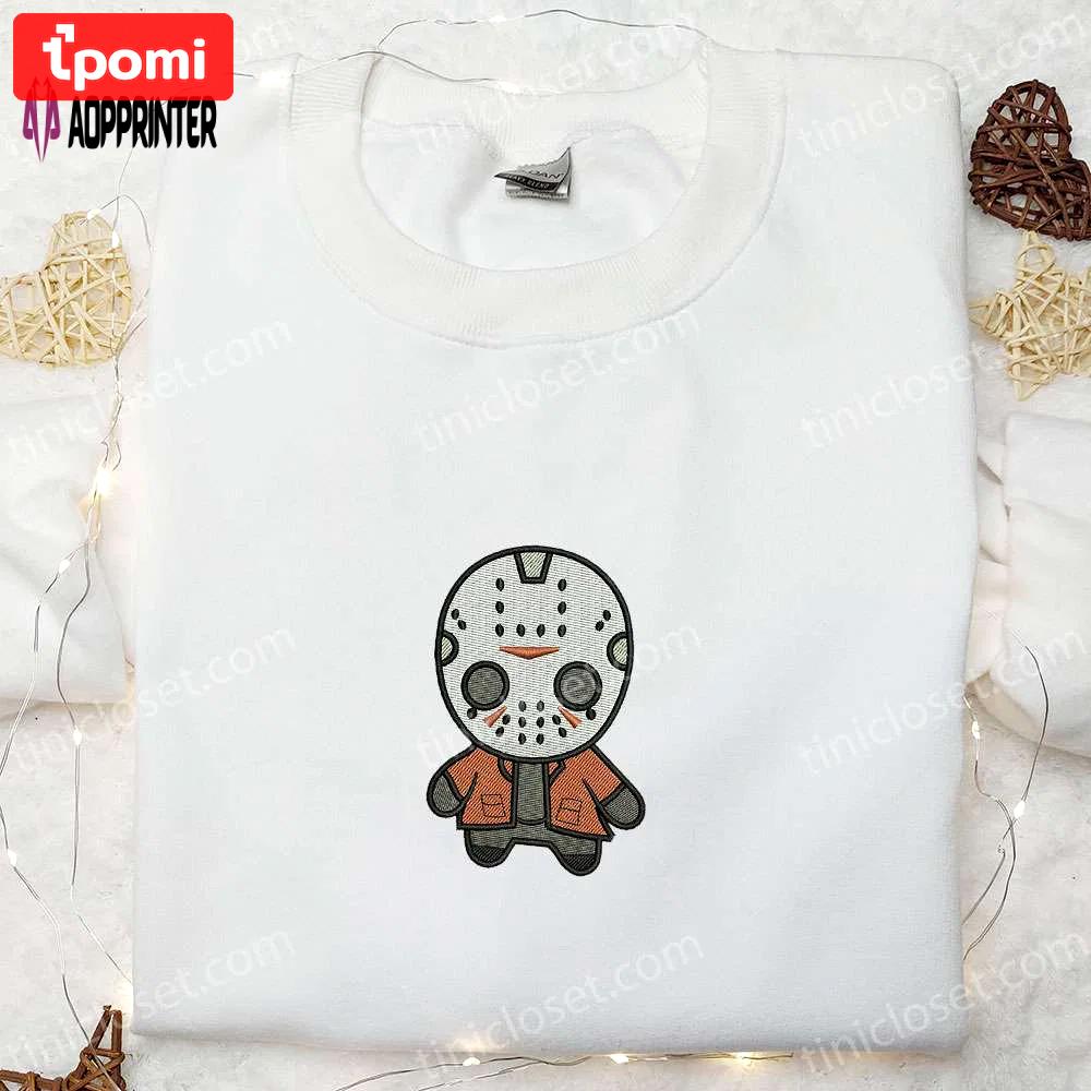 Chibi jason embroidered hoodie friday the 13th horror characters sweatshirt funny halloween t-shirt Embroidered Shirt