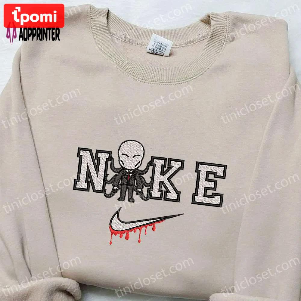 Chibi slenderman x nike embroidered hoodie & shirt: best halloween gift ideas Embroidered Shirt