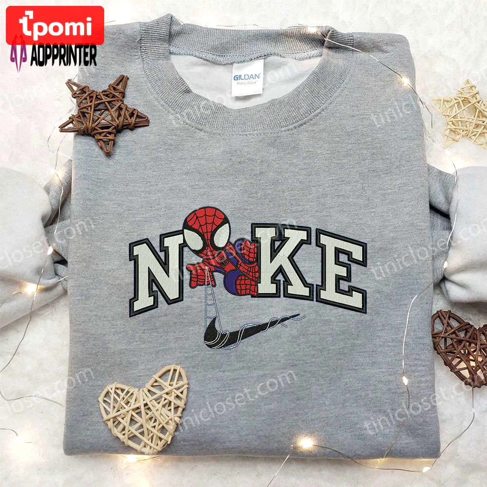 Chibi spider-man x nike embroidered sweatshirt – best family gift nike inspired shirt Embroidered Shirt