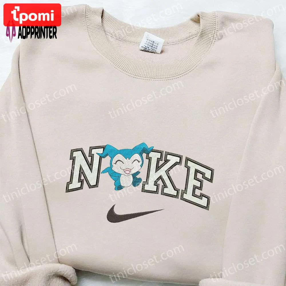 Chibimon x nike anime embroidered sweatshirt – digimon & nike inspired shirt Embroidered Shirt