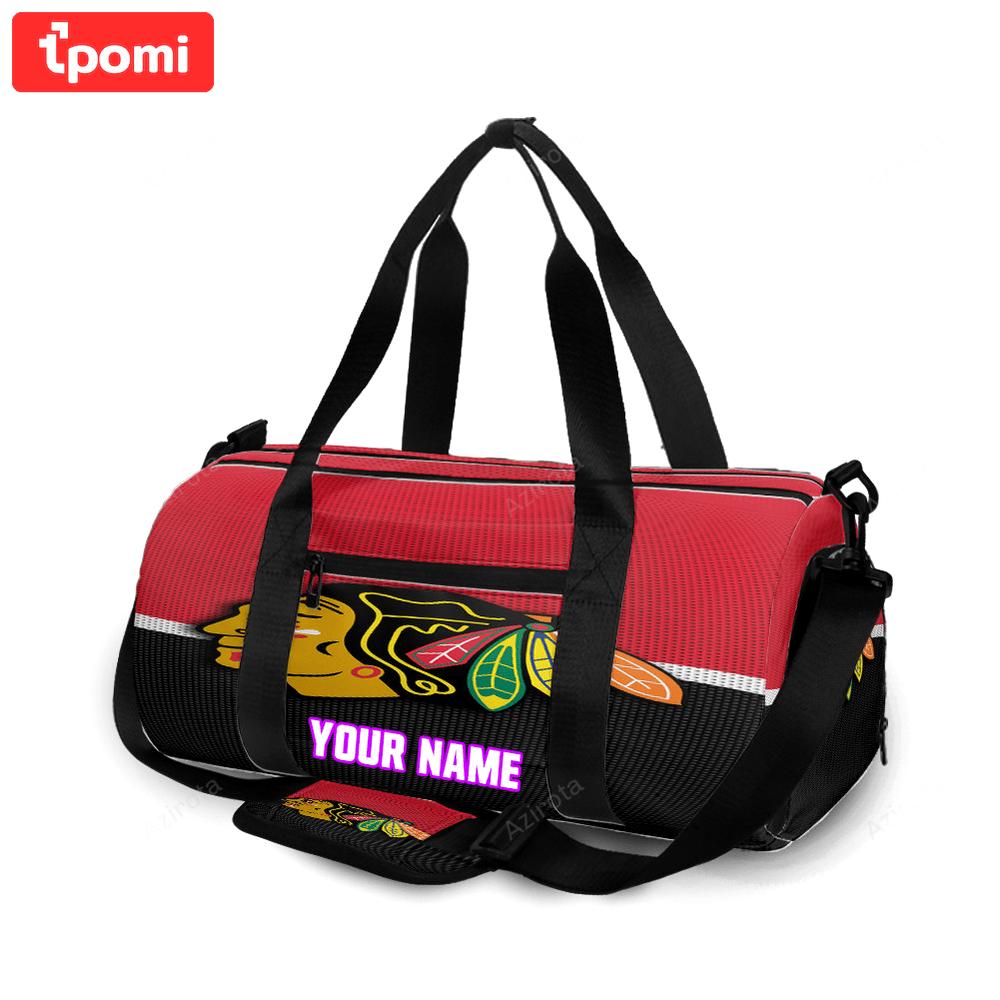 Chicago blackhawks emblem texture8 personalized name travel bag gym bag 2034 Travel Bag