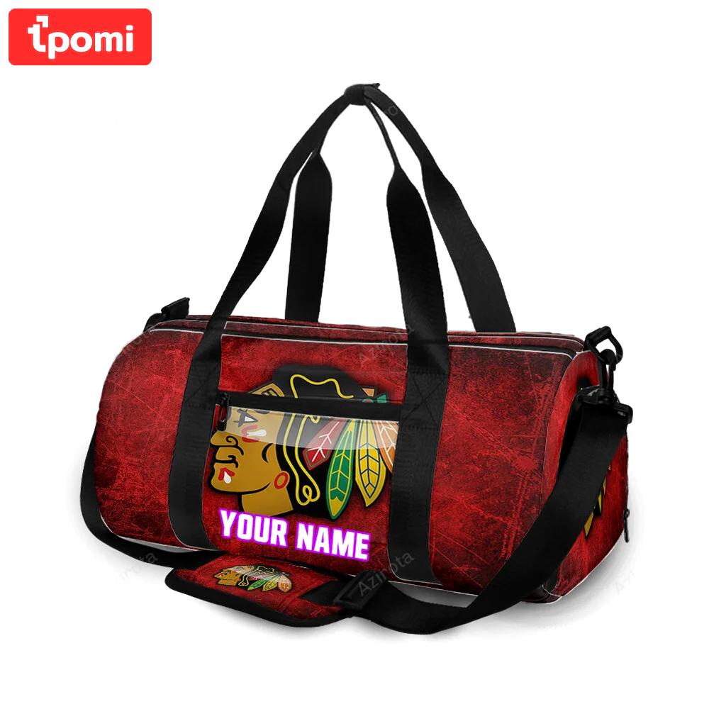 Chicago blackhawks emblem texture9 personalized name travel bag gym bag 1891 Travel Bag