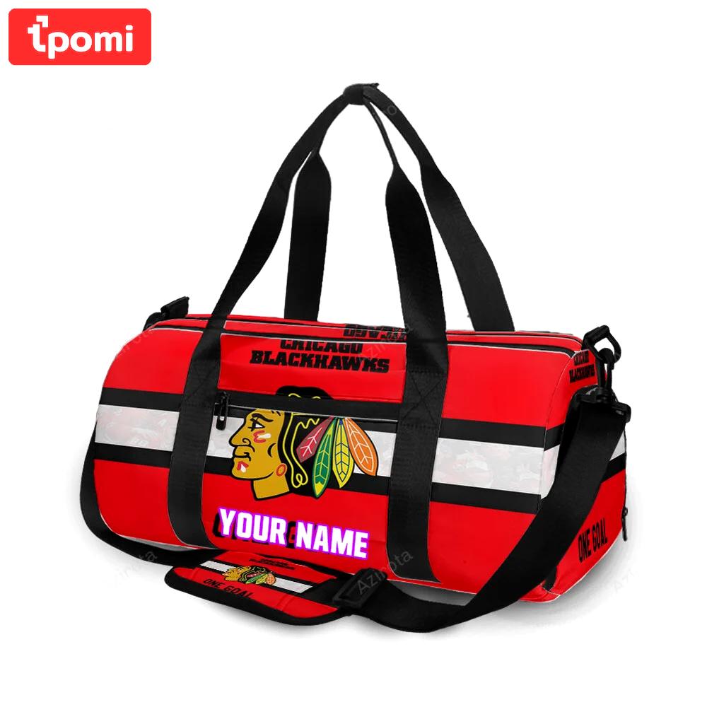 Chicago blackhawks one goal personalized name travel bag gym bag 369 Travel Bag