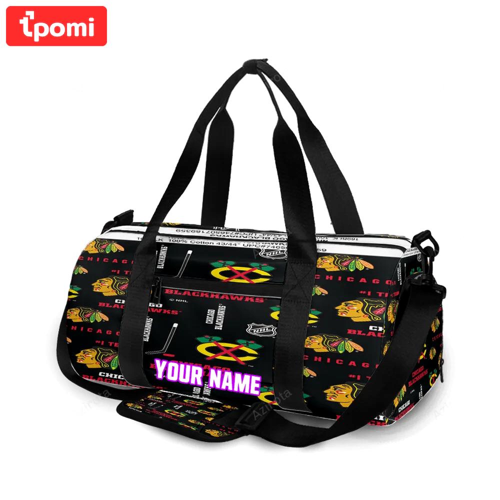 Chicago blackhawks symbol2 personalized name travel bag gym bag 1066 Travel Bag