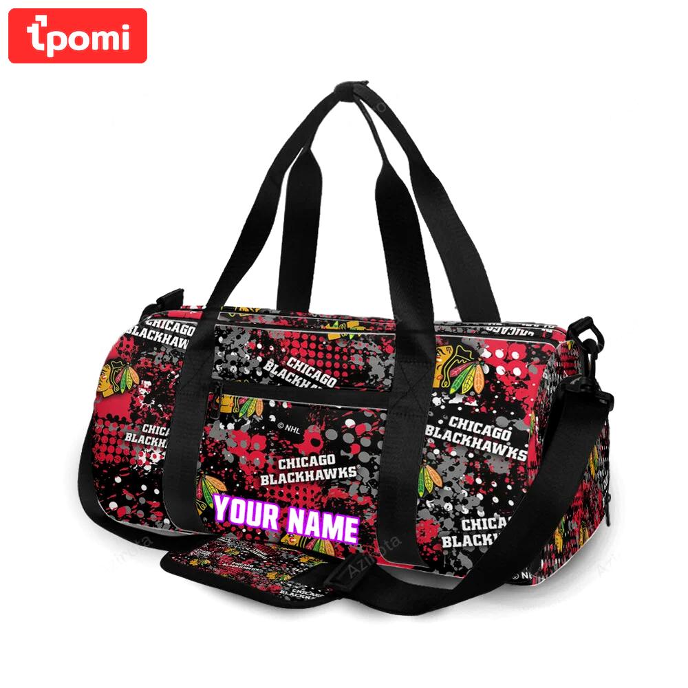 Chicago blackhawks symbol5 personalized name travel bag gym bag 1894 Travel Bag