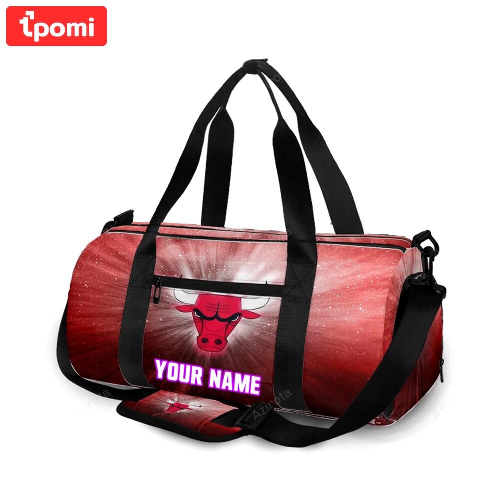 Chicago bulls emblem v28 personalized name travel bag gym bag 1772 Travel Bag