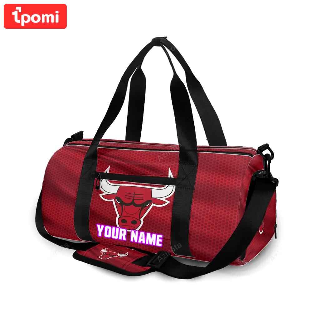 Chicago bulls emblem v3 personalized name travel bag gym bag 296 Travel Bag