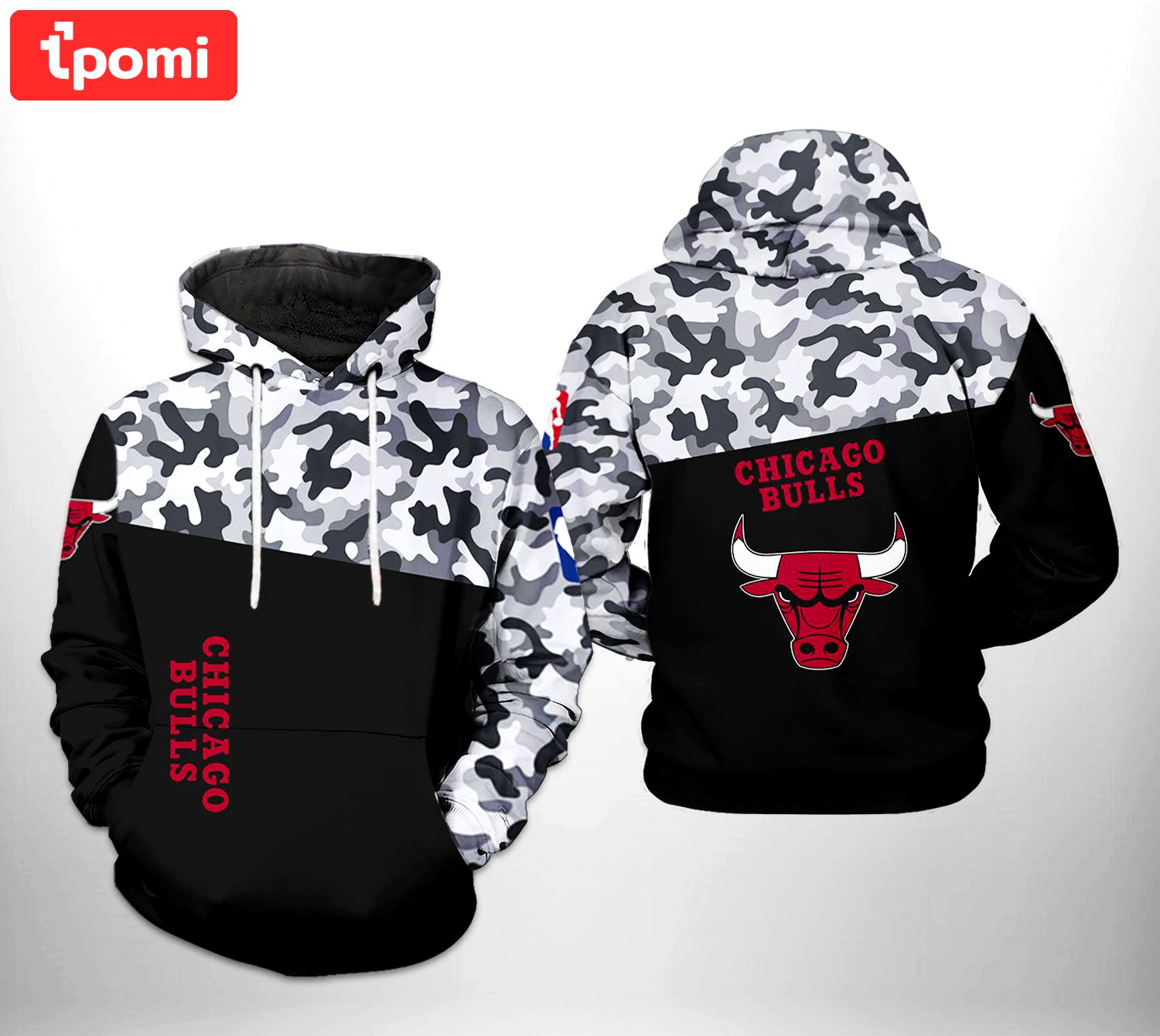 Chicago bulls nba camo veteran team 3d printed hoodie/zipper hoodie Zipper Hoodie 3D