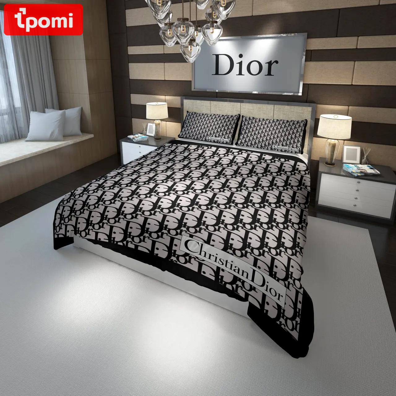 Christian dior fashion luxury brand premium bedding set bedroom decor , thanksgiving decorations for home 01 best luxury bed sets gift Bedding Sets