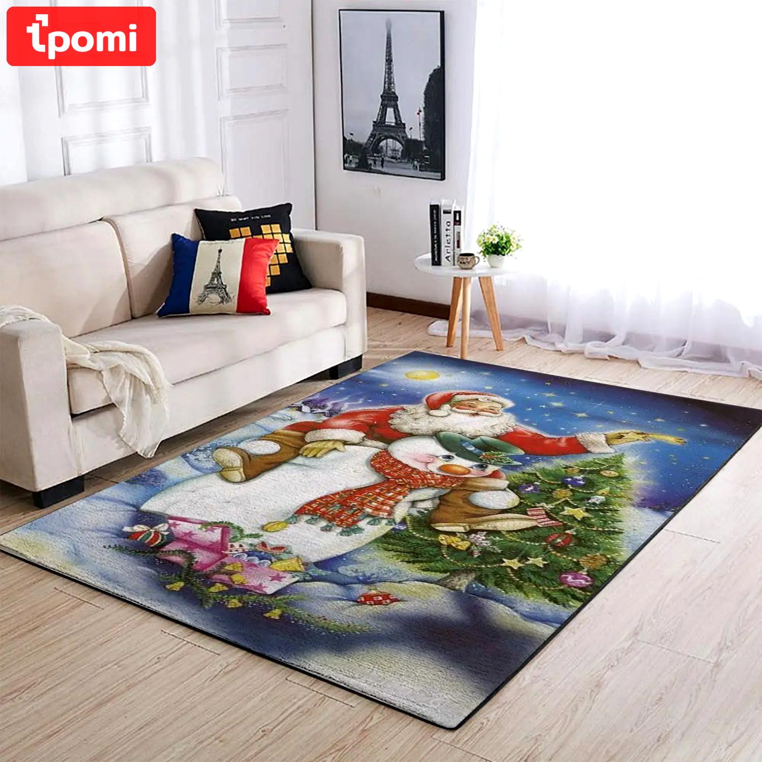 Christmas: santa claus & snowman area rug ofd 19092716 area rug living room carpet rug regtangle carpet floor decor home decor Rectangle Rug