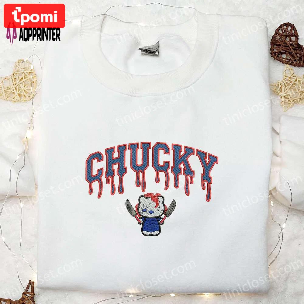 Chucky kitty embroidered sweatshirt & halloween hoodie – best family gifts Embroidered Shirt