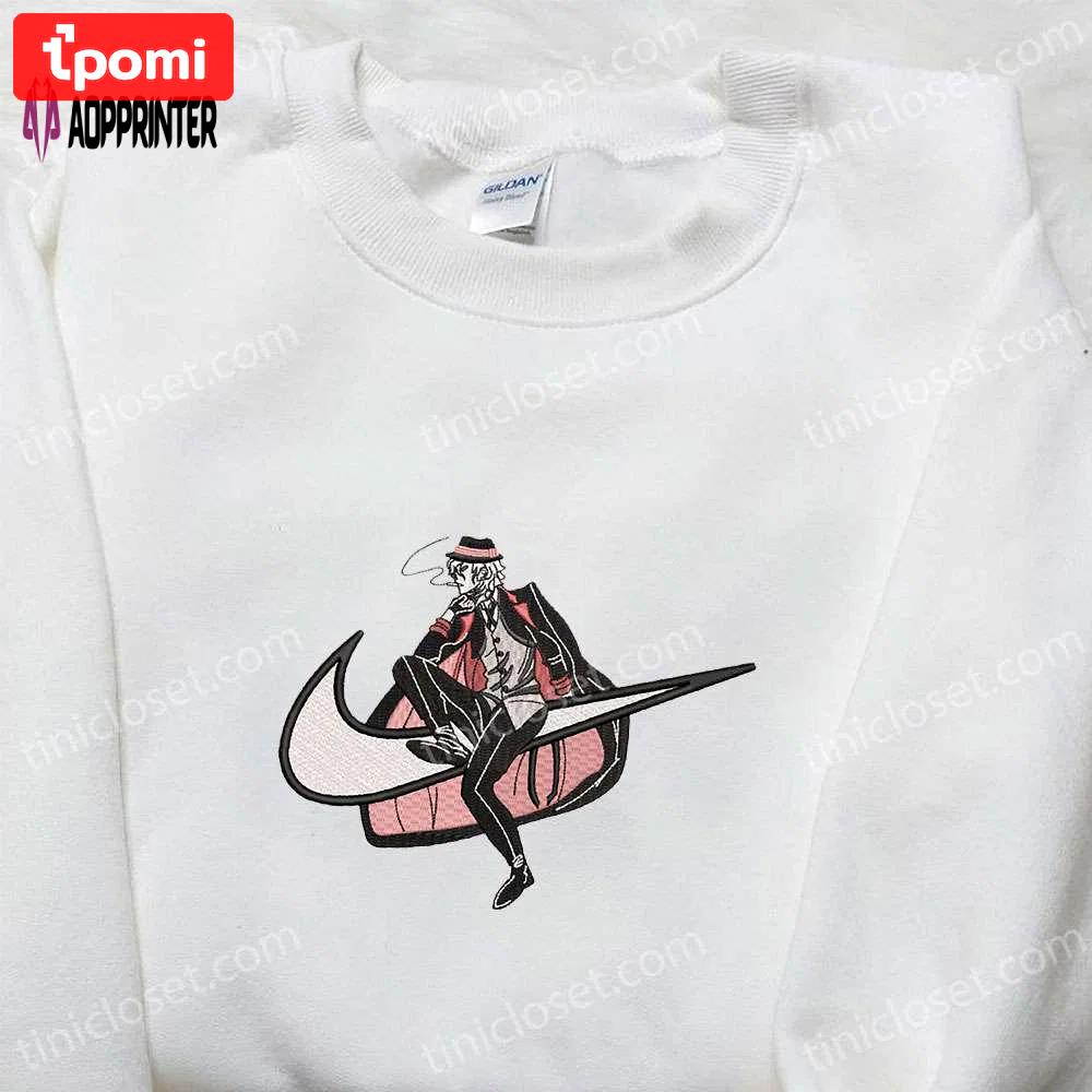 Chuuya nakahara x nike swoosh anime embroidered sweatshirt & bungo stray dogs shirt: unique nike inspired embroidery Embroidered Shirt