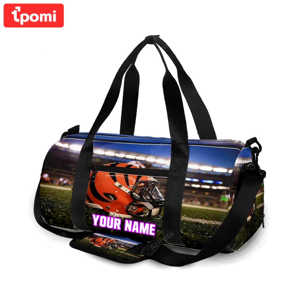 Cincinnati bengals emblem helmet v2 personalized name travel bag gym bag 679 Travel Bag