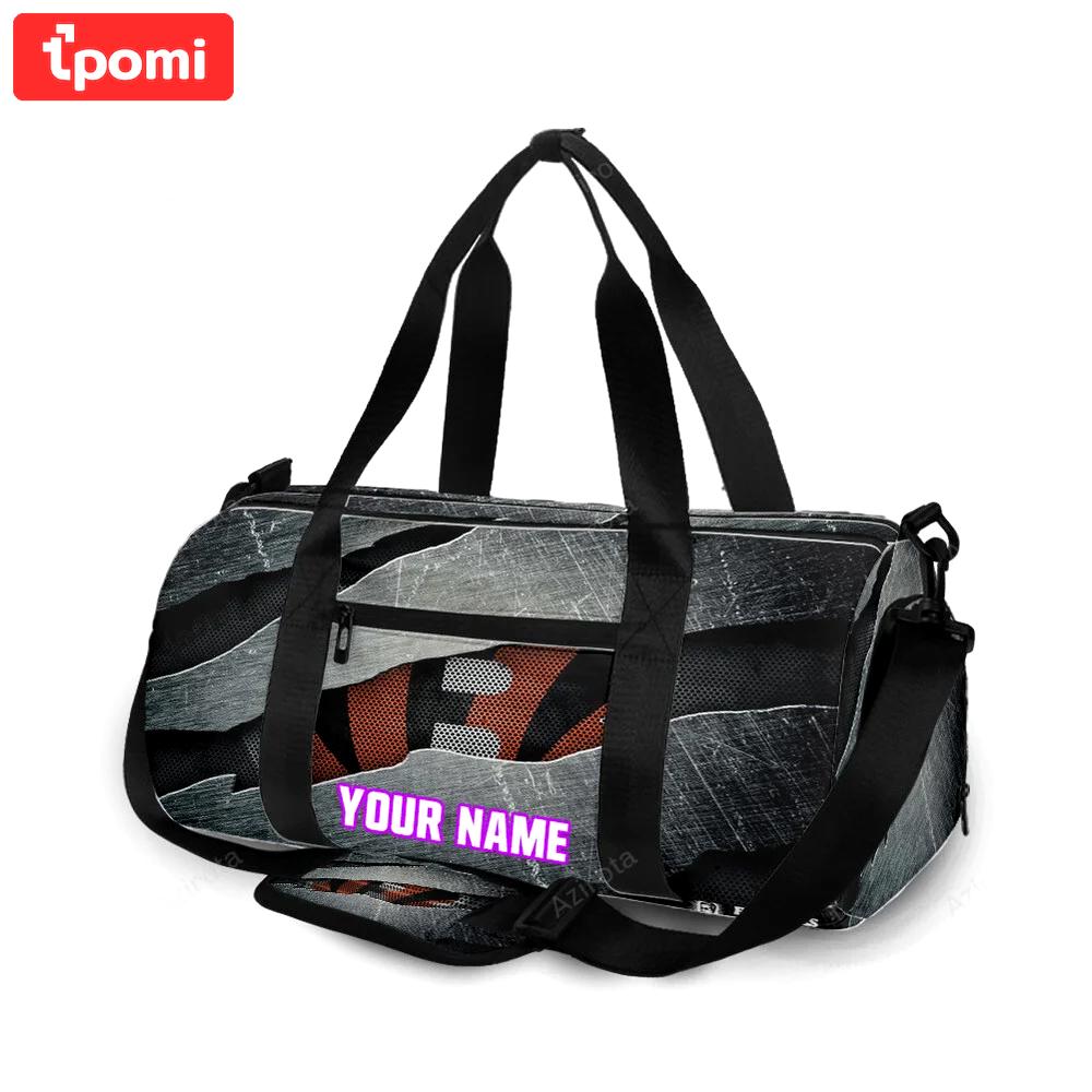Cincinnati bengals metal personalized name travel bag gym bag 1745 Travel Bag