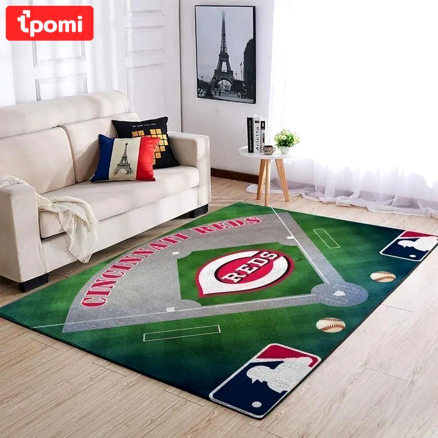 Cincinnati reds mlb baseball team logo carpet living room rugs v6650 Rectangle Rug
