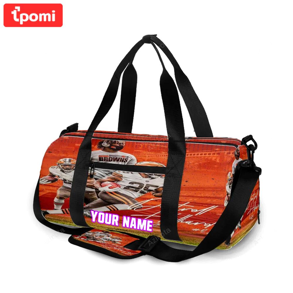 Cleveland browns dontrell hilliard1 personalized name travel bag gym bag 759 Travel Bag
