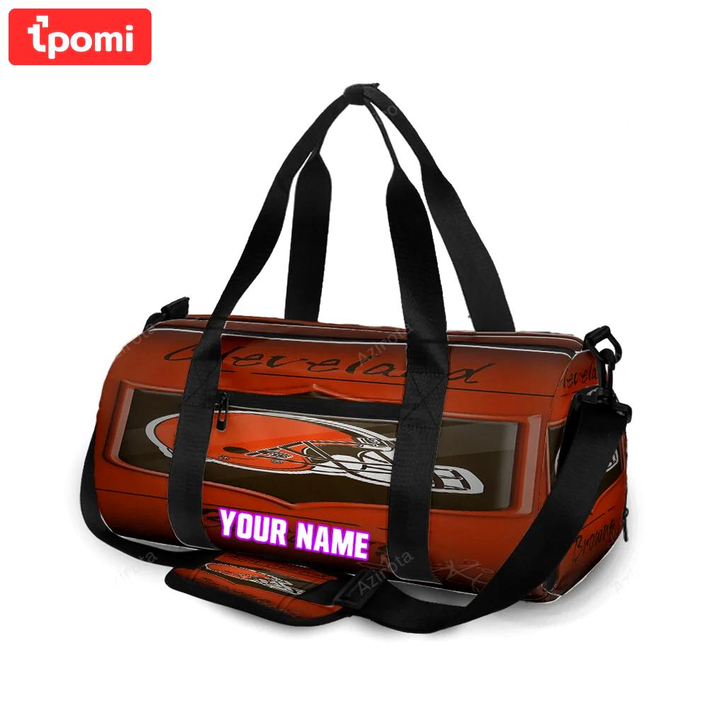 Cleveland browns logo v4 personalized name travel bag gym bag 678 Travel Bag