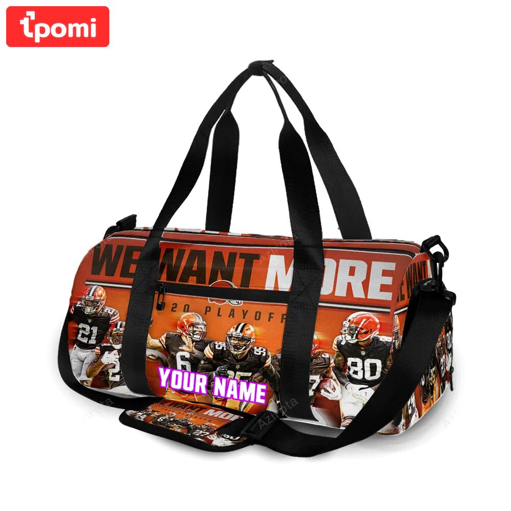 Cleveland browns players we want more 1 personalized name travel bag gym bag 1893 Travel Bag