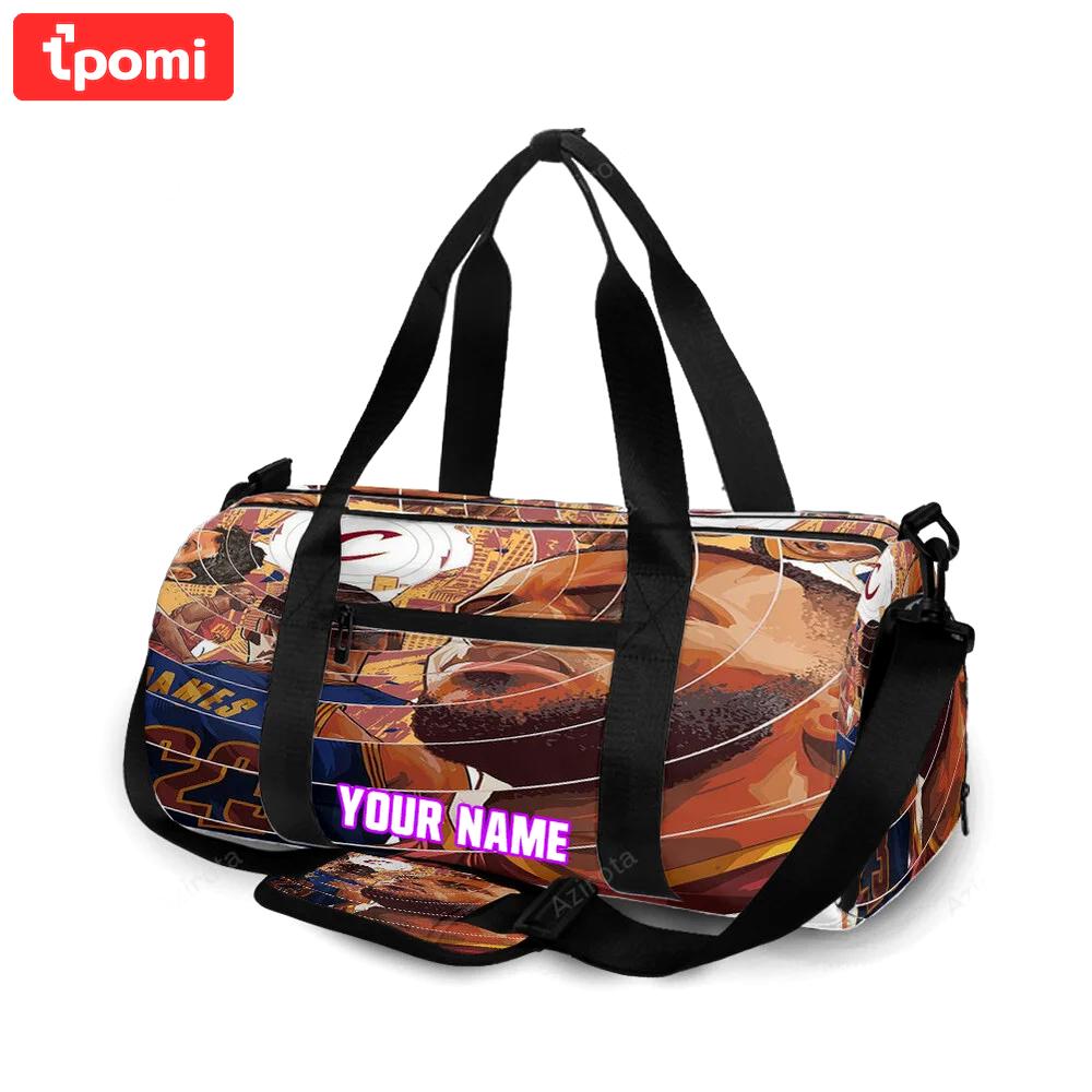Cleveland cavaliers lebron james 23 v10 personalized name travel bag gym bag 1142 Travel Bag
