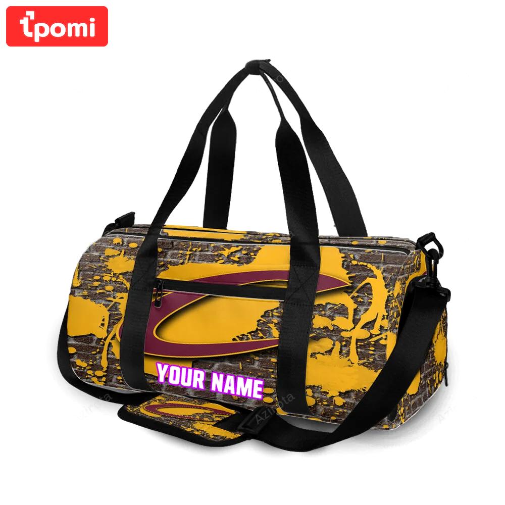 Cleveland cavaliers logo splash on the wall personalized name travel bag gym bag 1740 Travel Bag