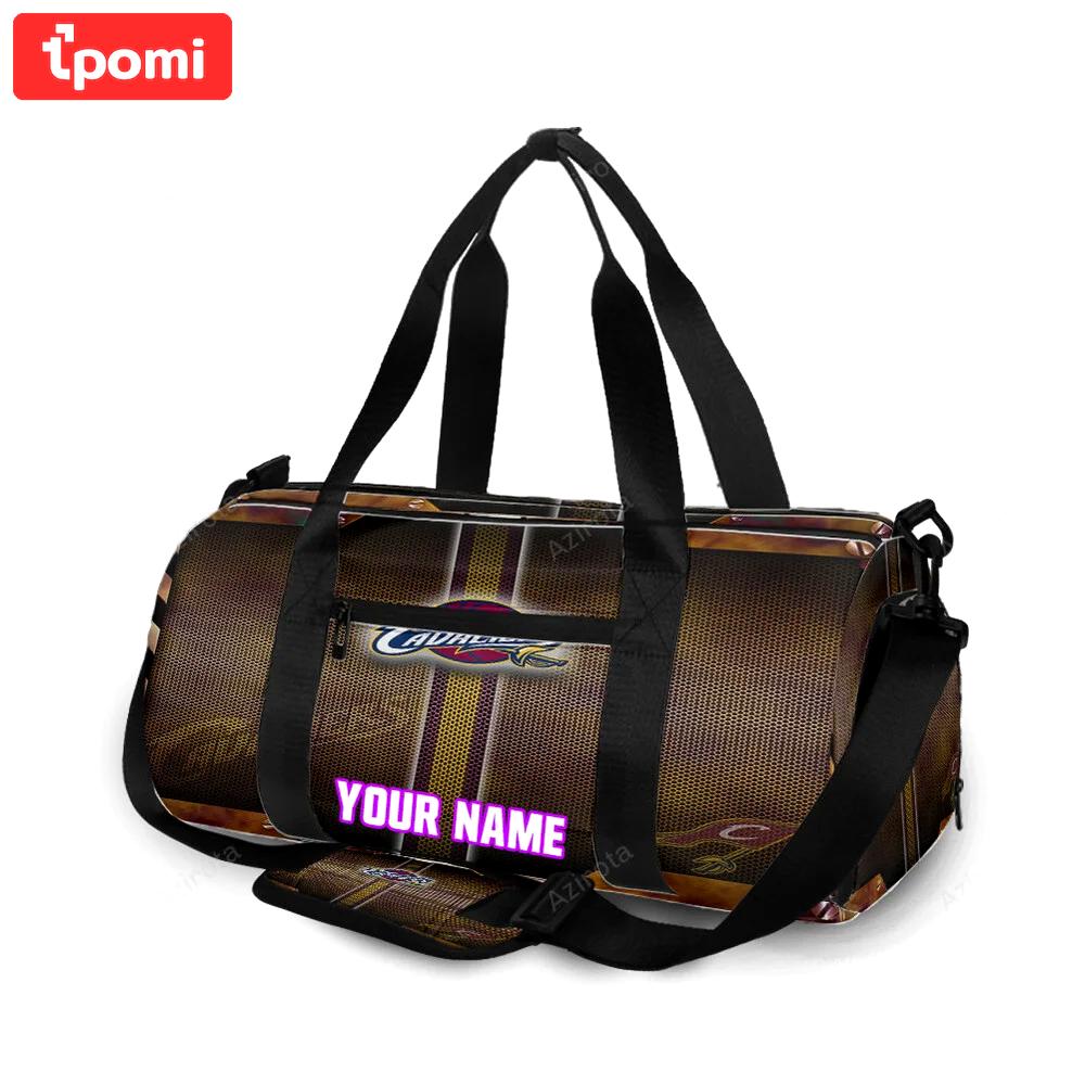 Cleveland cavaliers metal texture personalized name travel bag gym bag 1057 Travel Bag