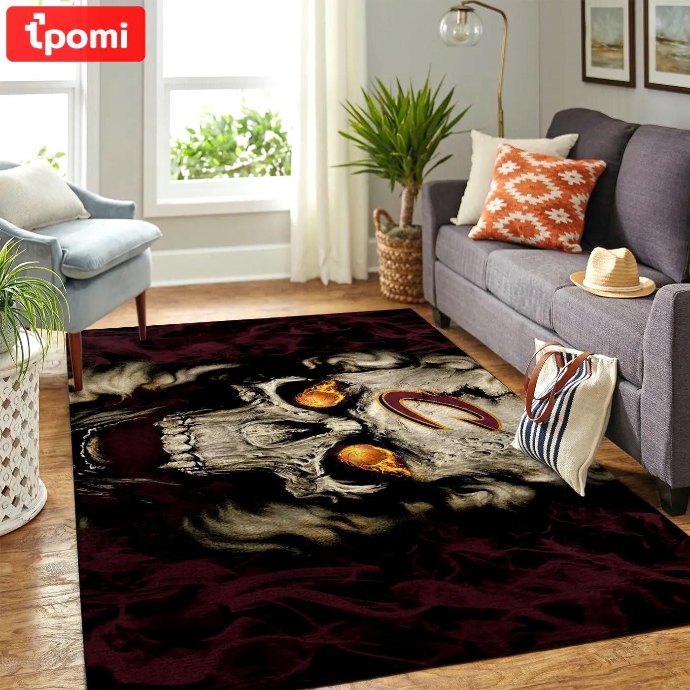 Cleveland cavaliers nba skull style living room carpet sports rug regtangle carpet Rectangle Rug