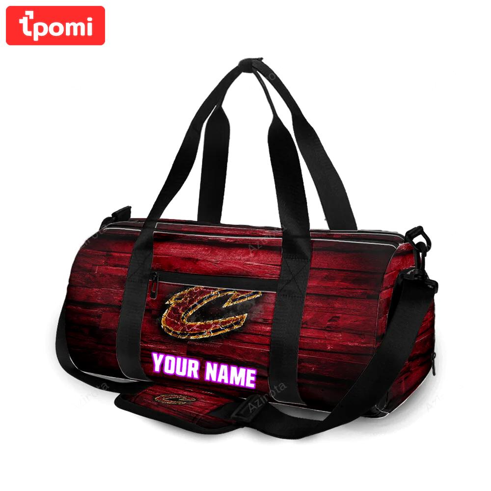 Cleveland cavaliers wooden v4 personalized name travel bag gym bag 1756 Travel Bag