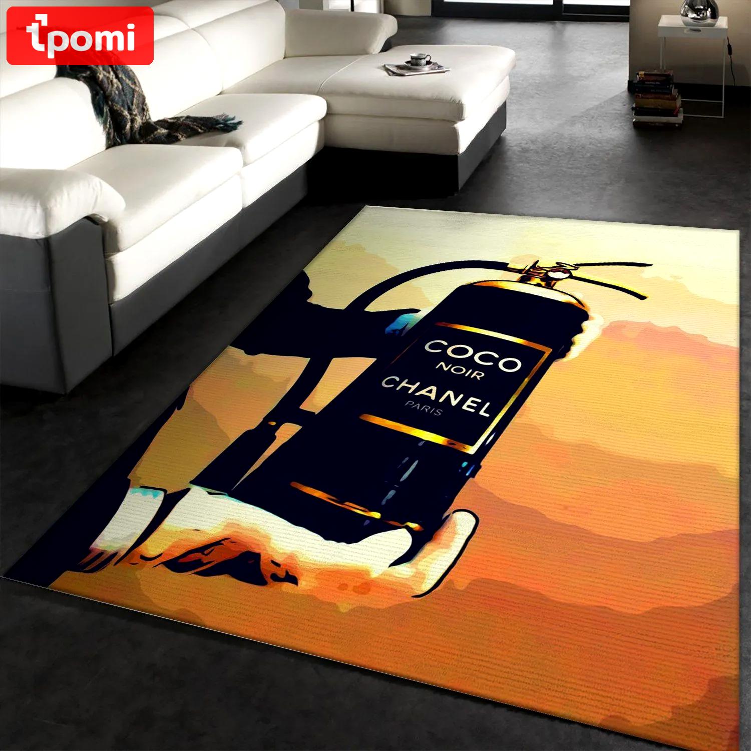 Coco chanel logo type 195. Upgrade Your Living Room with Luxury Home Decor: Area Carpets, Floor Decor, Door Mats, and Hot Gift Items with style a High-End Fashion Brand Rectangle Rug