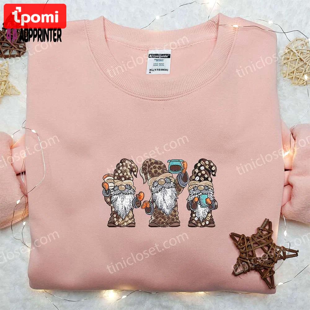 Coffee gnomes embroidered shirt: unisex gift best for family Embroidered Shirt