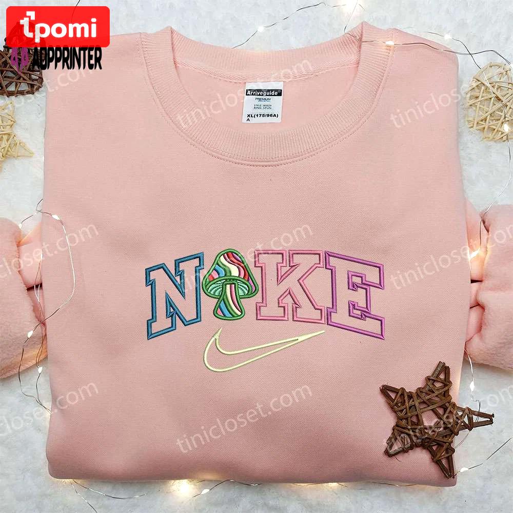 Colorful mushroom x nike embroidered shirt – best family gift nike inspired Embroidered Shirt