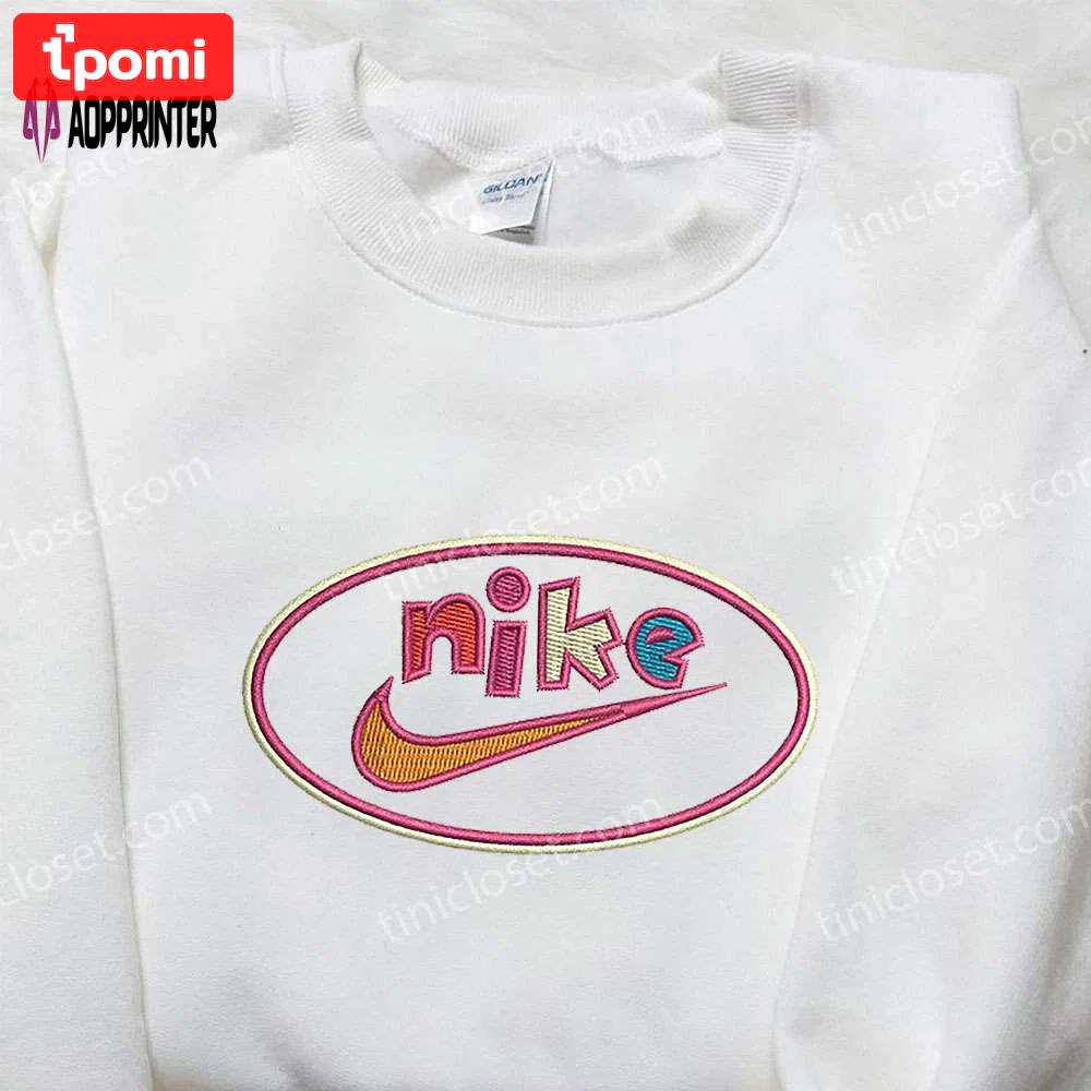 Colorful nike embroidered sweatshirt: best birthday gift idea with nike inspired embroidered shirt Embroidered Shirt