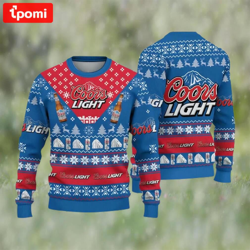 Coors light beer blue ugly christmas sweater, faux wool sweater, international beer day, gifts for beer lovers, best christmas gifts for 2022 ? prinvity Christmas Ugly Sweater