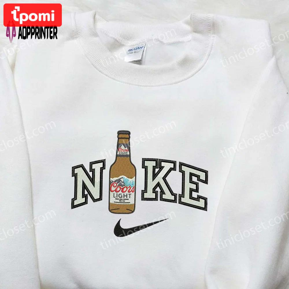 Coors light beer bottle x nike embroidered shirt: custom favor drinking tee Embroidered Shirt